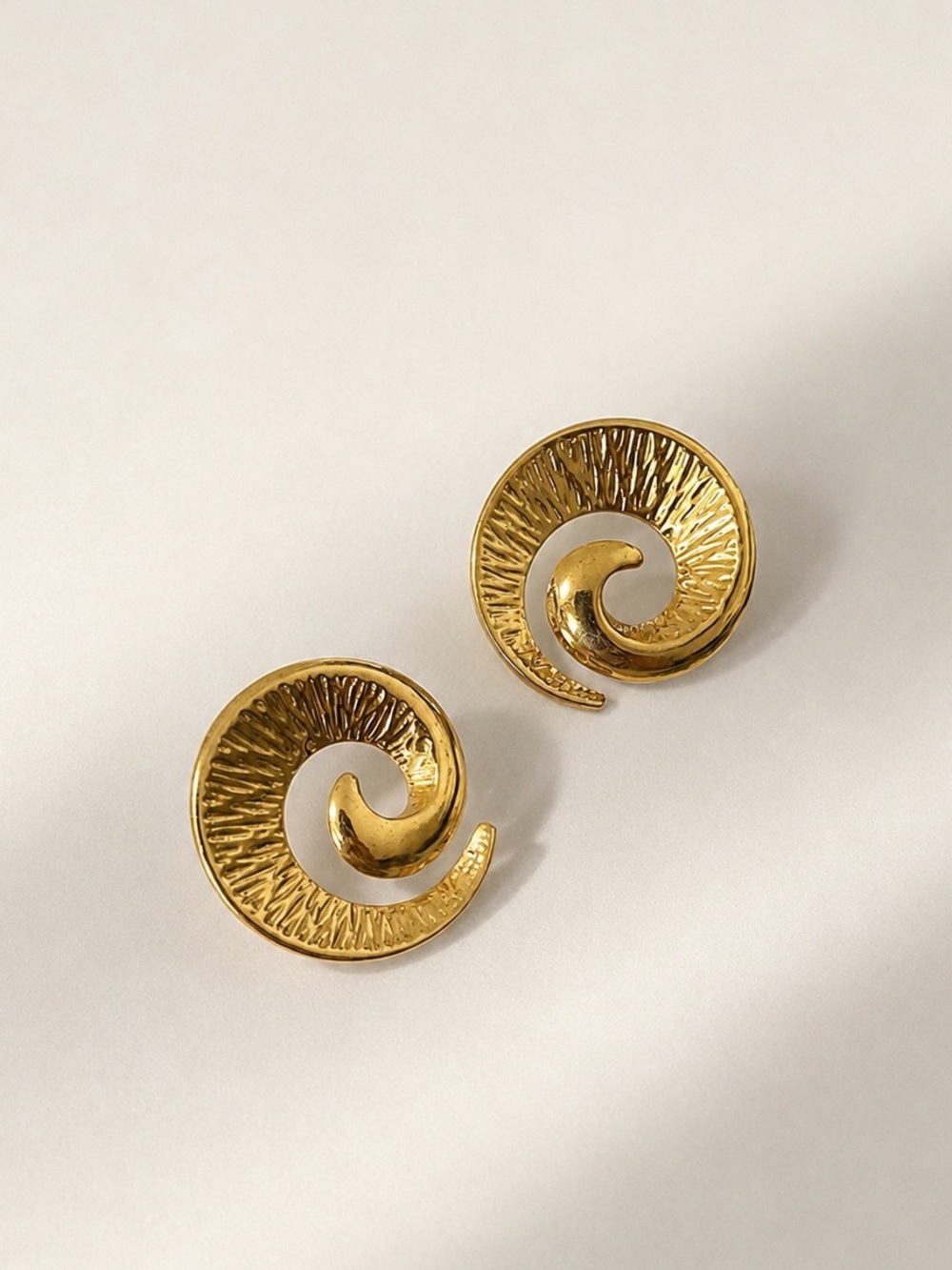 18K Gold Plated Spiral Statement Earrings